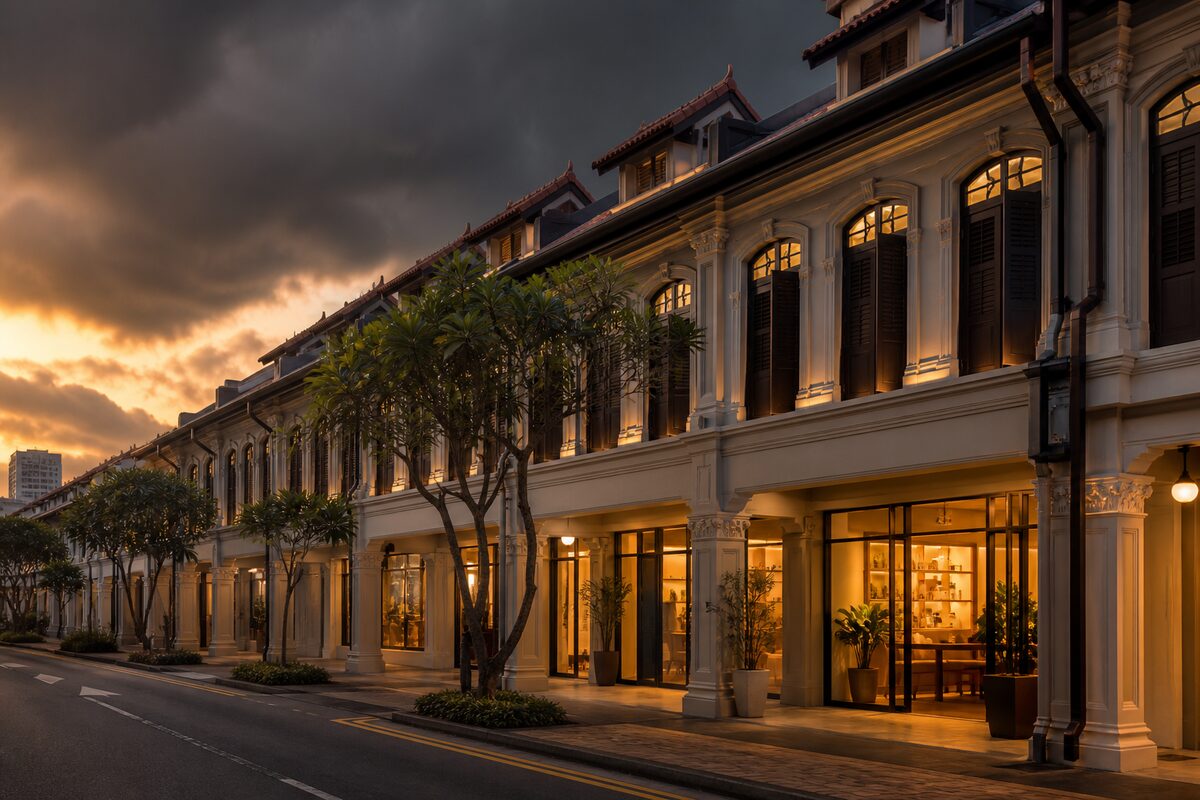 Singapore shophouse row converted to offices and retail units