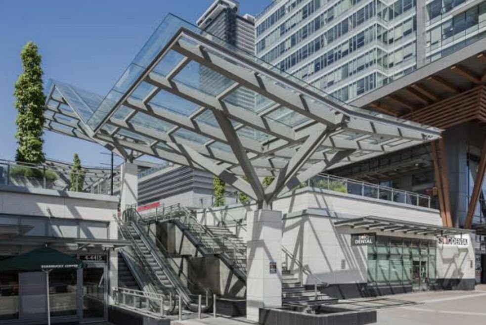 Glass and steel canopy, commercial frontage